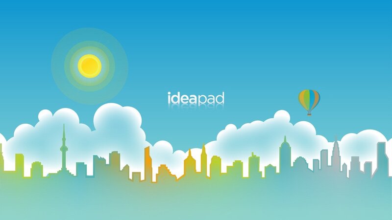 City Skyline with Hot Air Balloon