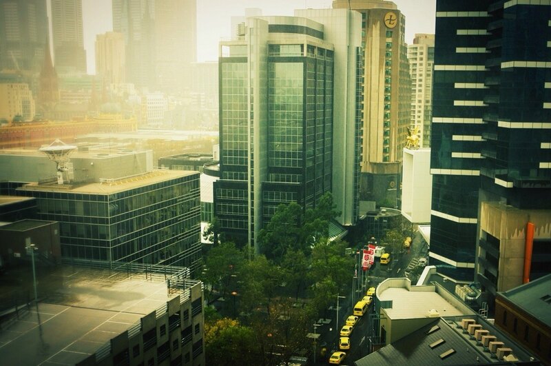 City skyline with modern buildings