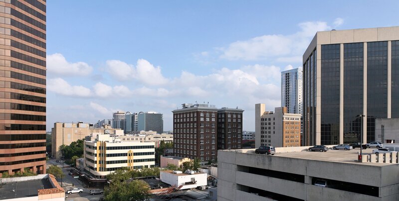 City skyline with modern buildings