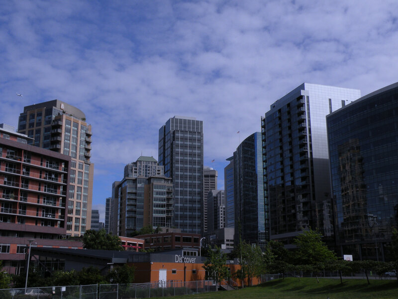 City skyline with modern buildings
