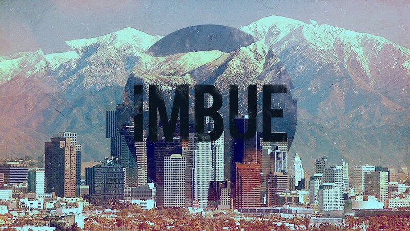 City Skyline with Mountains — Blue, Dramatic