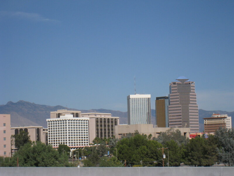 City Skyline with Mountains