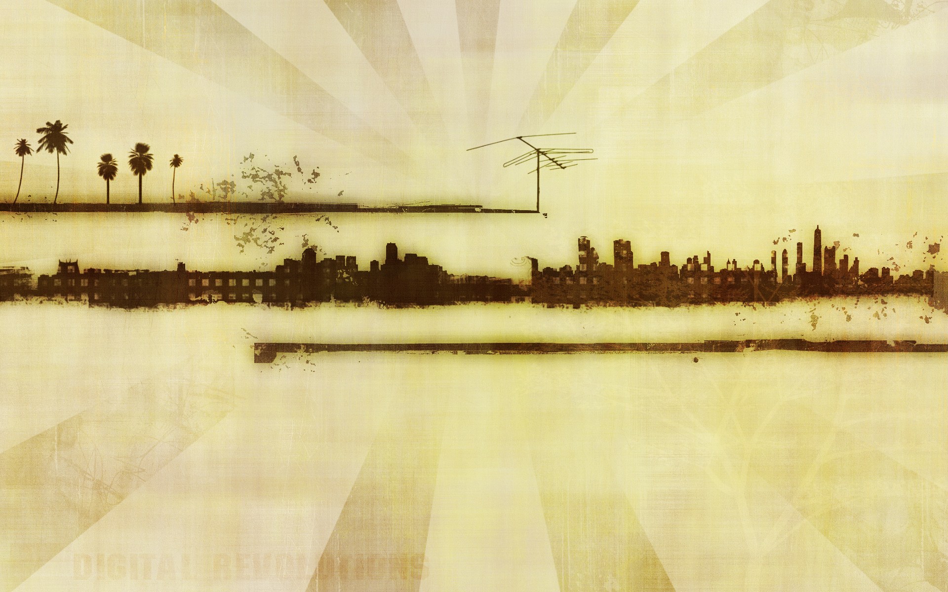 city skyline with palm trees