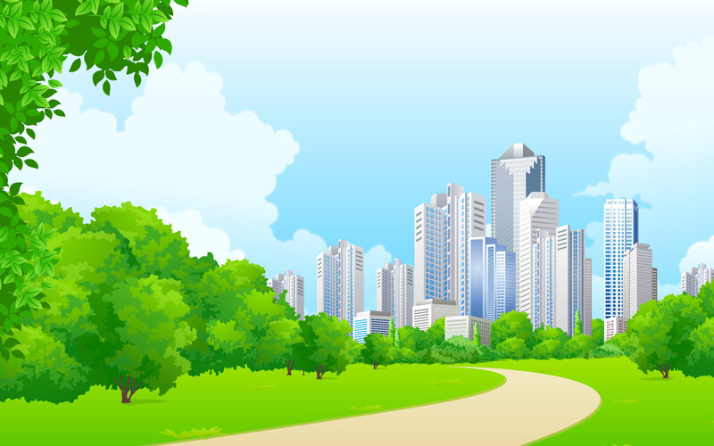 City Skyline with Park