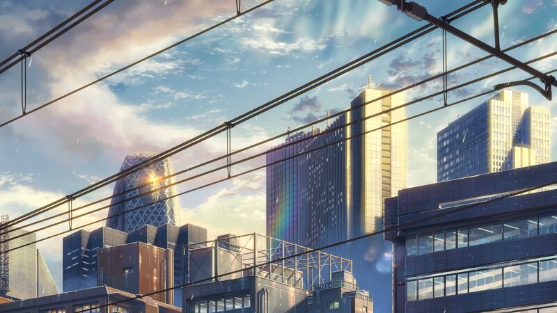 City Skyline with Power Lines