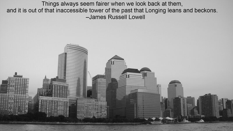 city skyline with quote