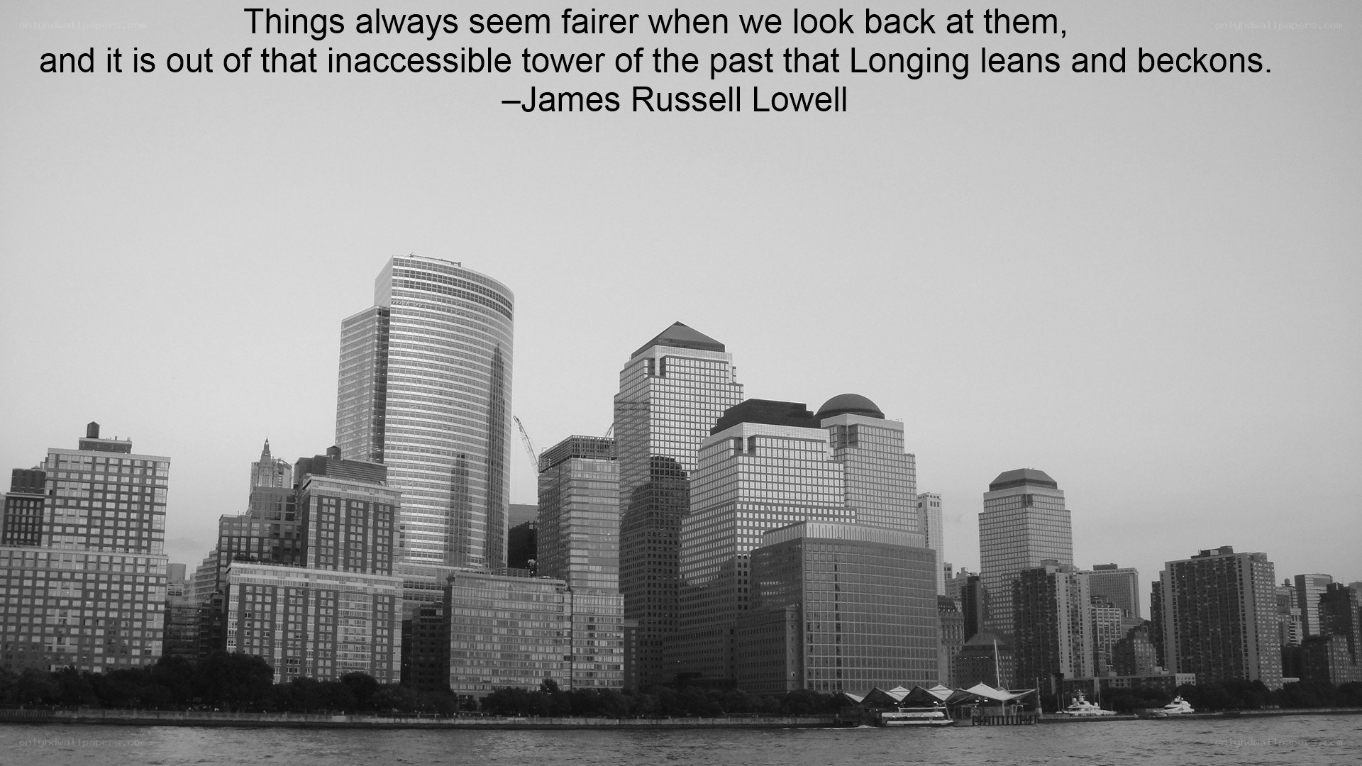 city skyline with quote