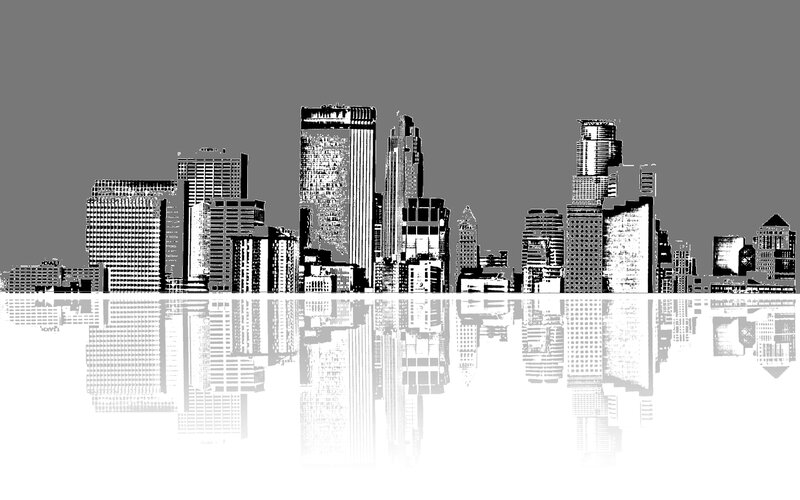city skyline with reflection