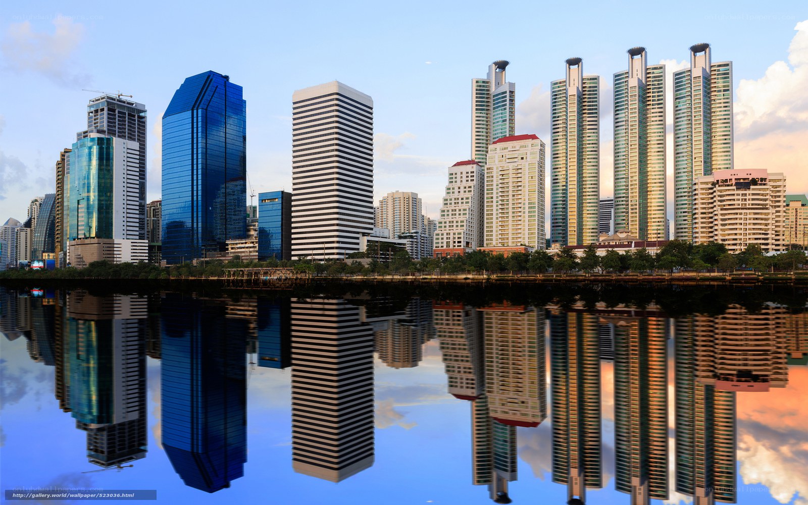 City skyline with reflections