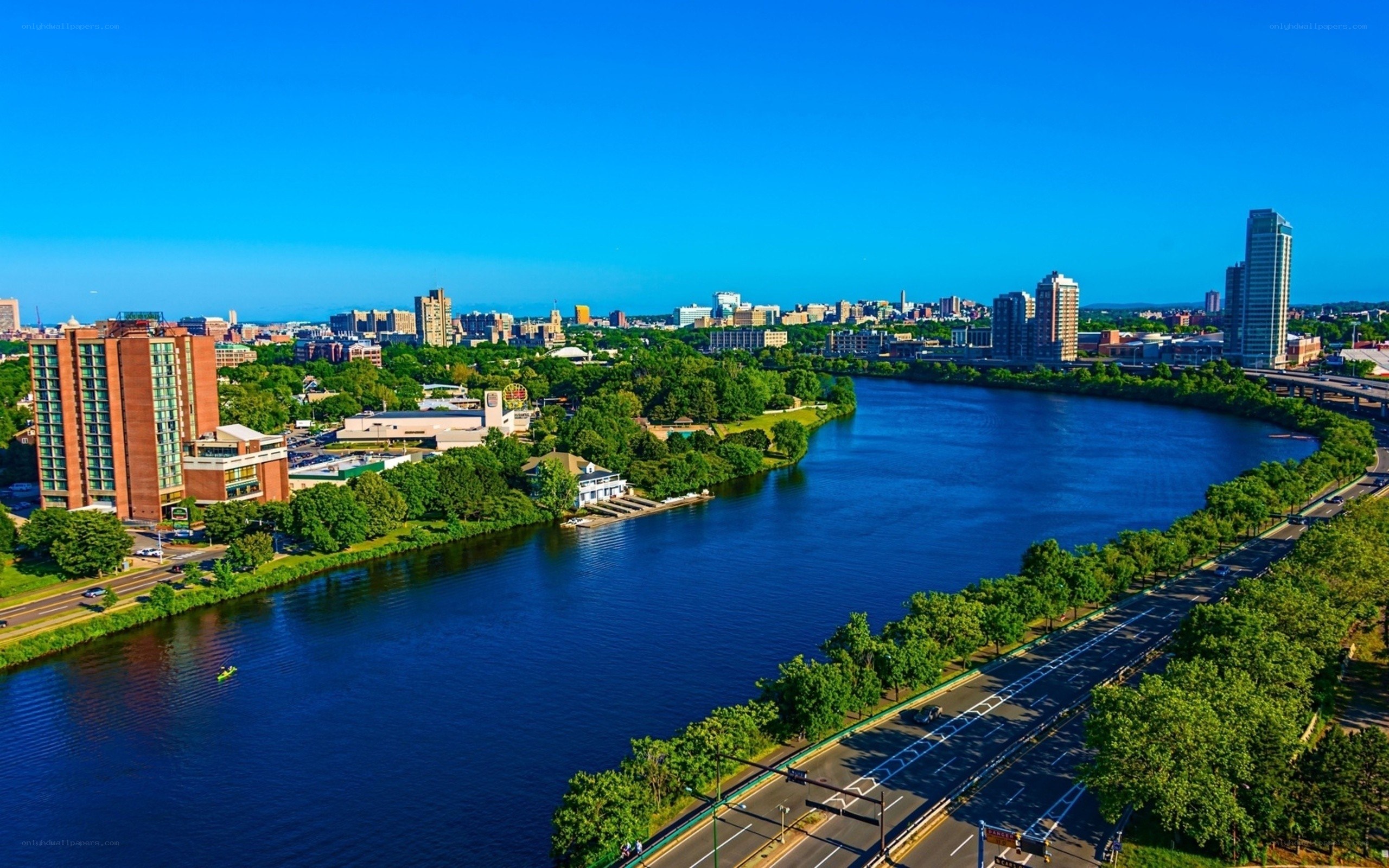 City skyline with river view