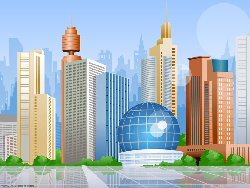 city skyline with skyscrapers