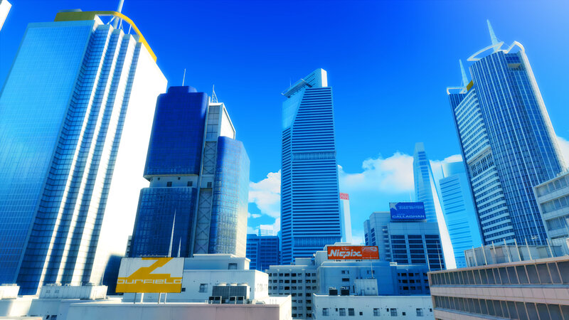 city skyline with skyscrapers