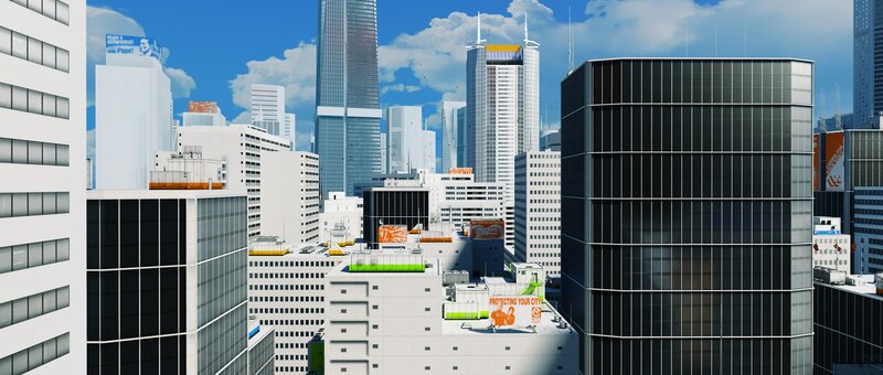 city skyline with skyscrapers