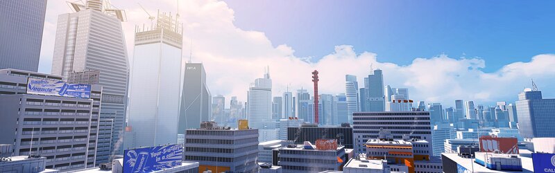 City Skyline with Skyscrapers — Blue, Bright, Clear