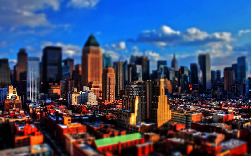 City Skyline with Skyscrapers — Blue, Dramatic