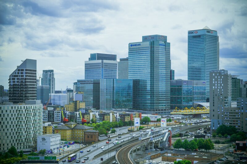 City Skyline with Skyscrapers — Blue, Overcast