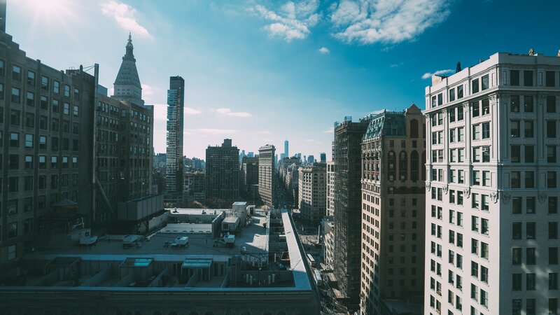 City Skyline with Skyscrapers — Blue, Serene
