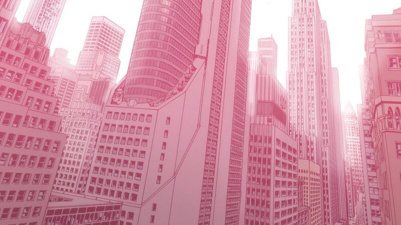 City Skyline with Skyscrapers — Pink