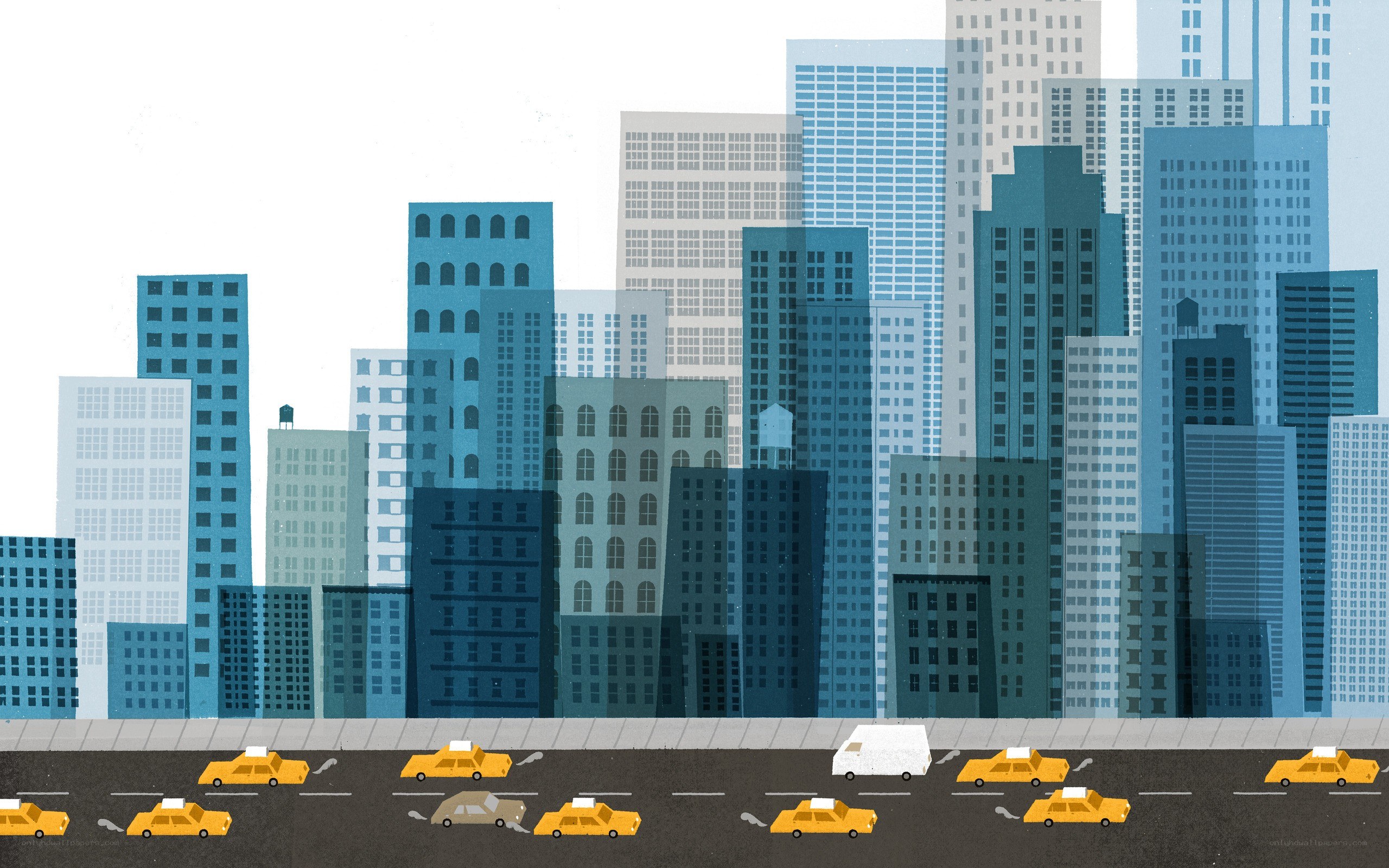 city skyline with traffic