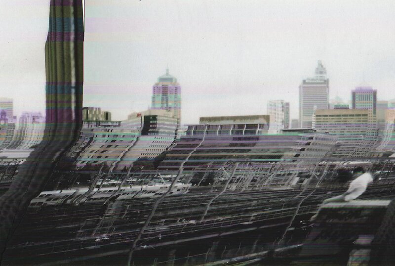 City Skyline with Train Tracks — Gray