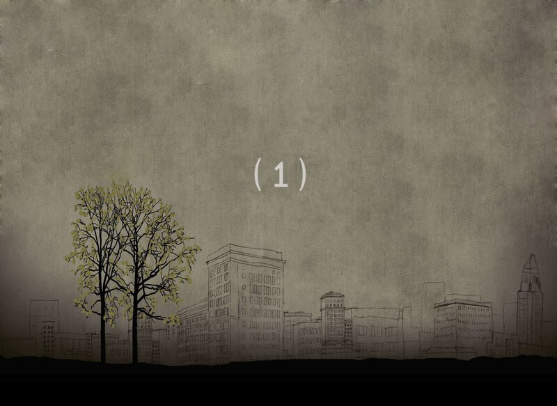 City Skyline with Tree — Gray