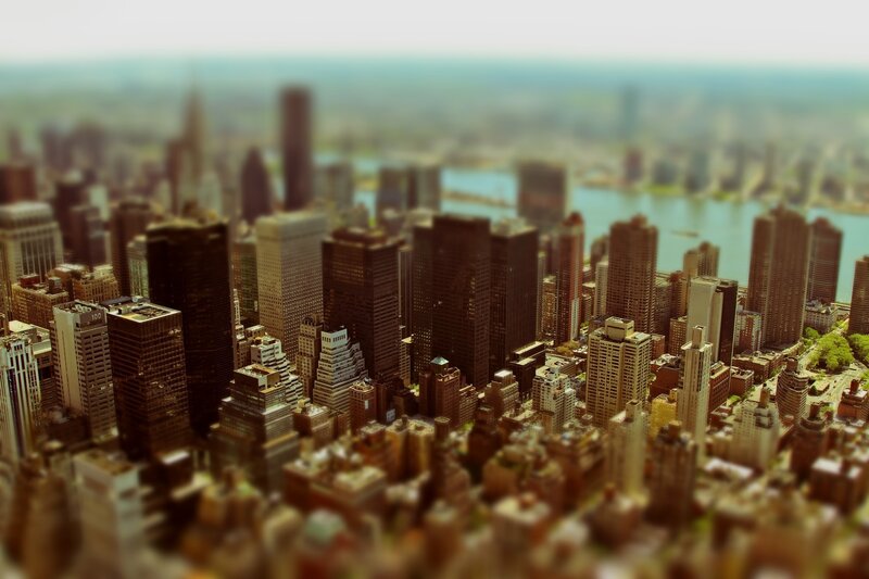 City Skyline with Water — Brown