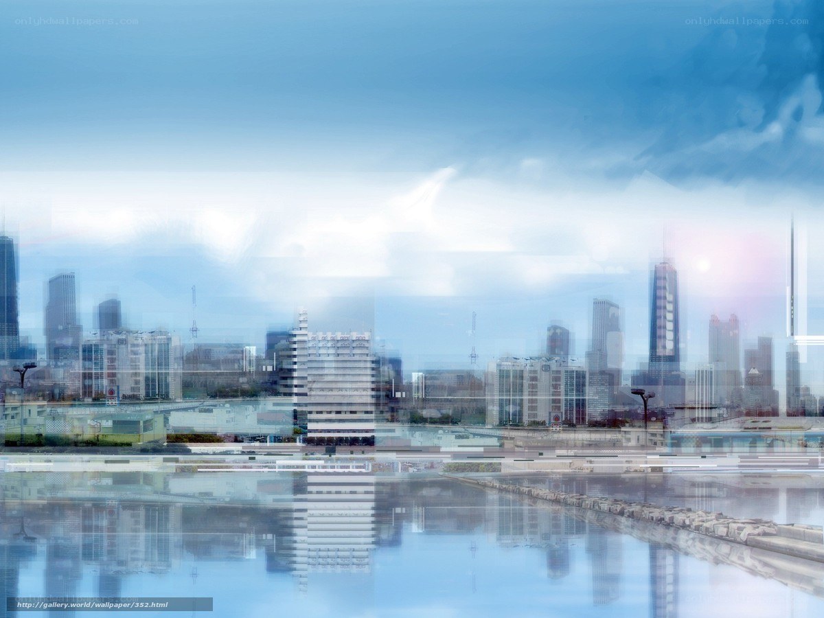City skyline with water reflection