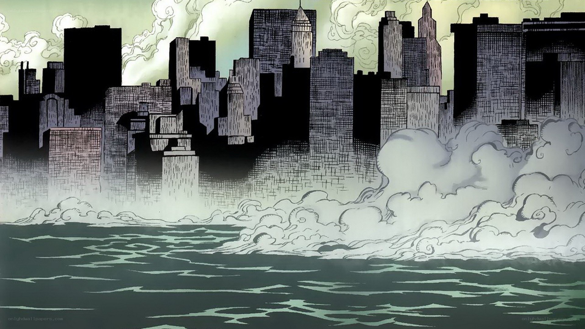 city skyline with water
