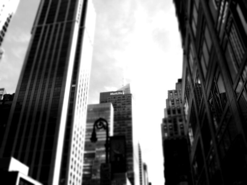City skyscrapers in black and white