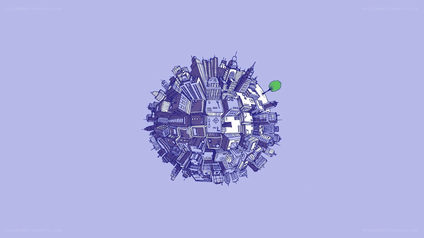 city sphere with green tree