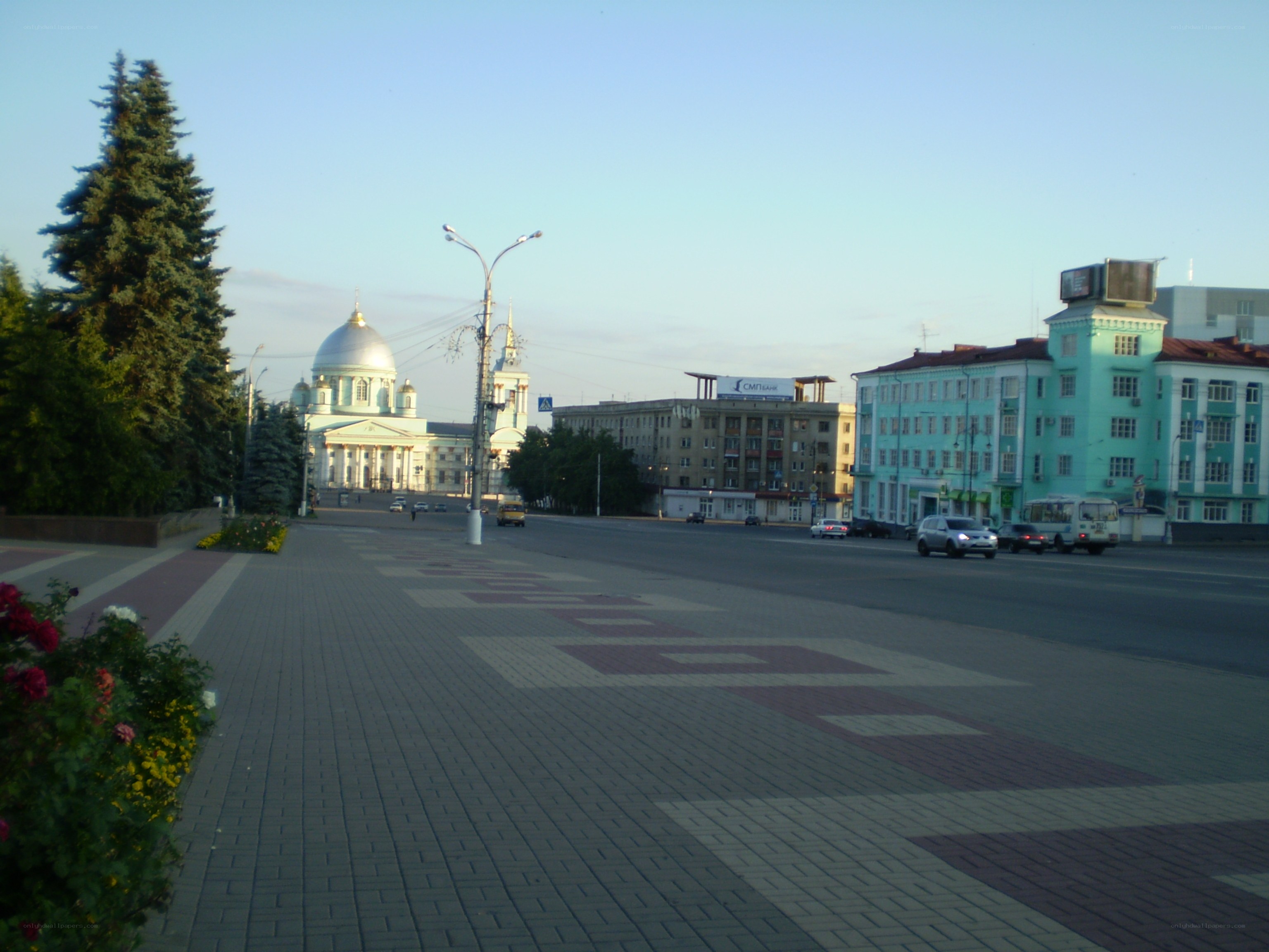 City square with cathedral