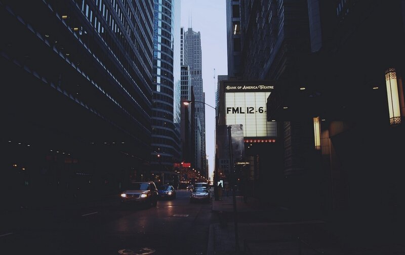 City Street at Dusk — Black