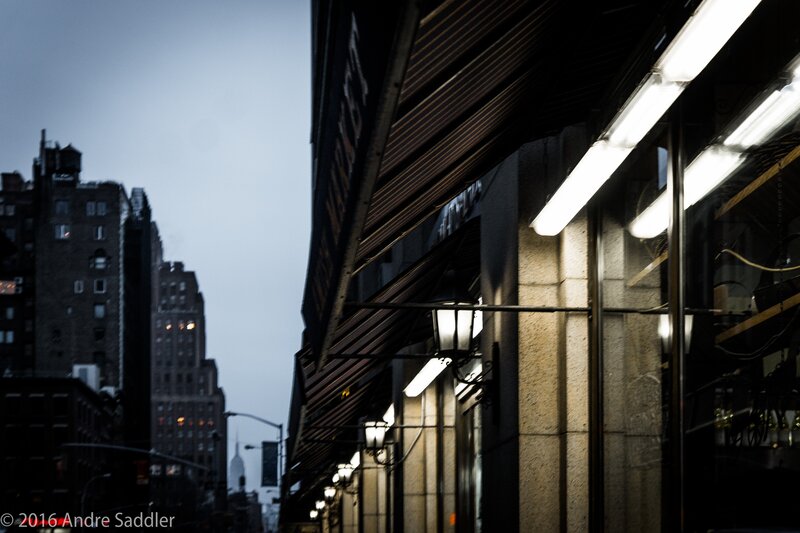 City Street at Dusk — Gray, Dramatic, Night, Photograph