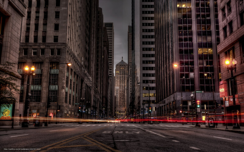 City Street at Dusk — Gray, Dramatic
