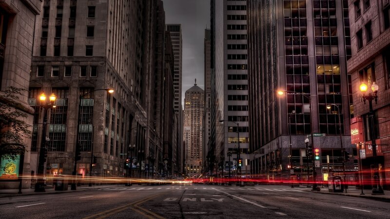 City Street at Dusk — Gray