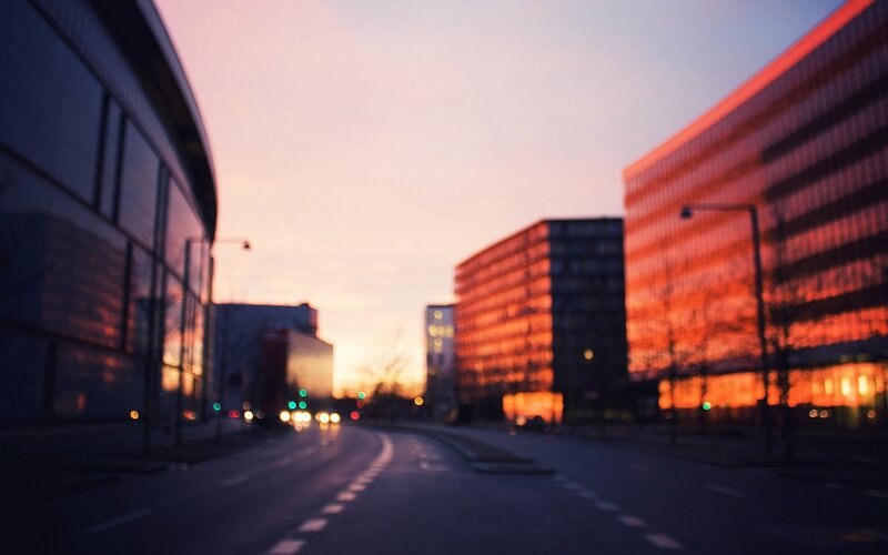 City Street at Dusk — Orange, Calm