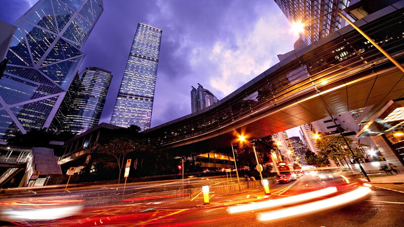 City Street at Dusk — Purple