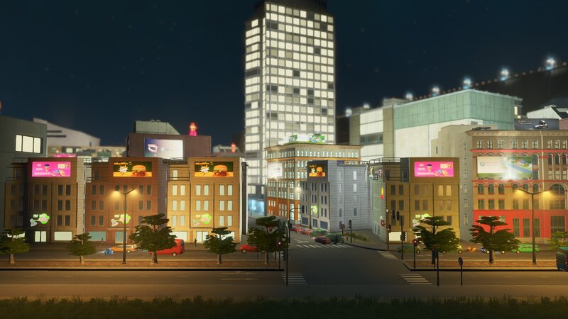 City Street at Night — Black, Calm, 3d Render