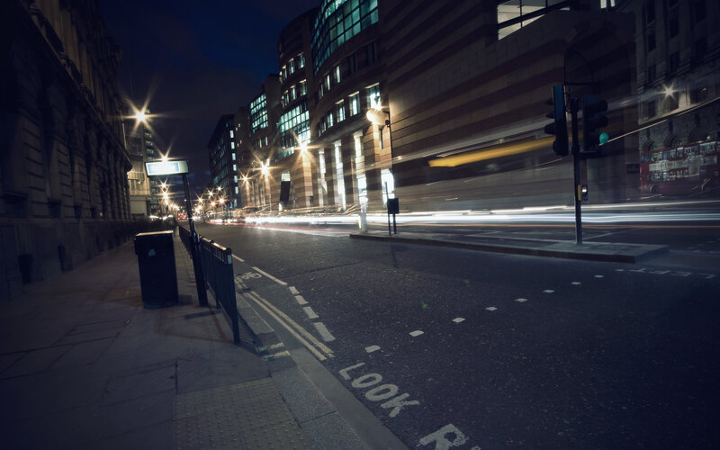 City Street at Night — Black, Dark