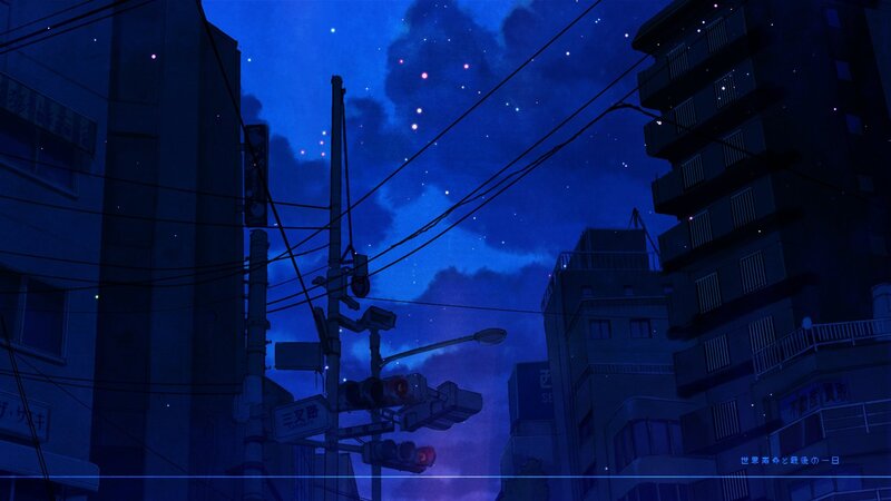 City Street at Night — Blue, Serene