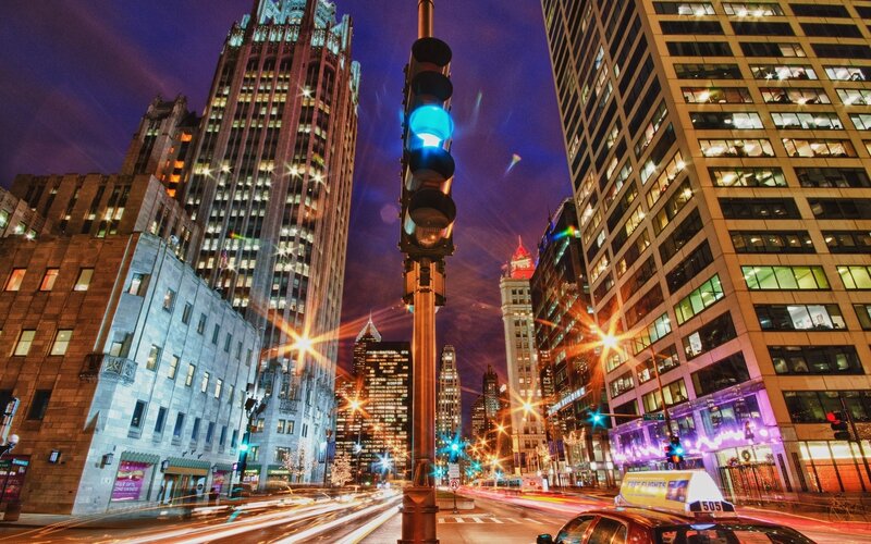 City Street at Night — Blue