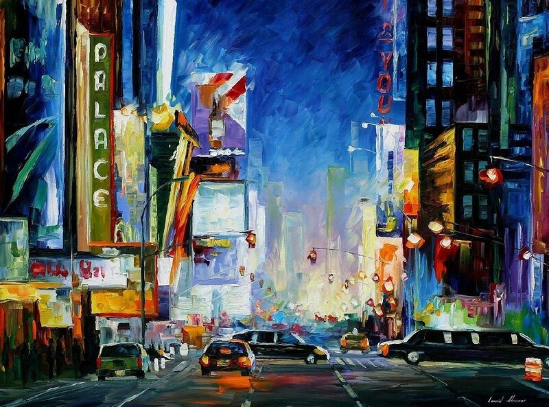 City Street at Night — Blue, Vibrant