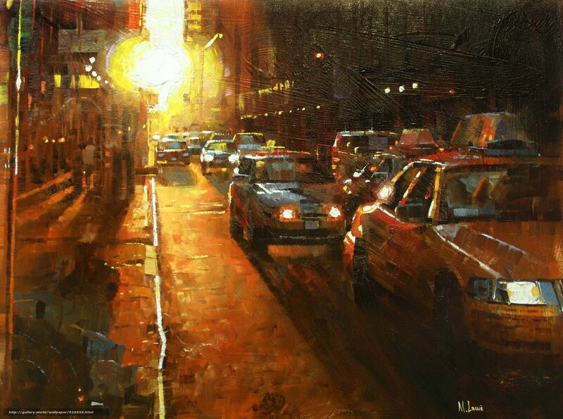 City street at night with traffic