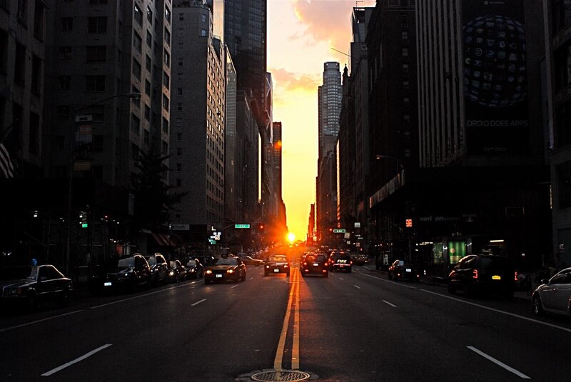 City Street at Sunset — Orange
