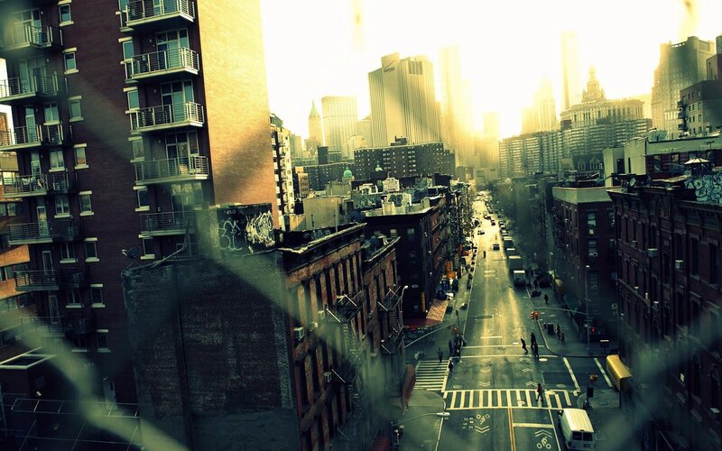 City Street at Sunset — Yellow