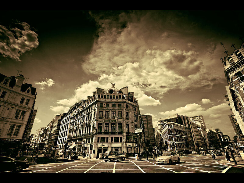City Street Intersection — Brown, Dramatic
