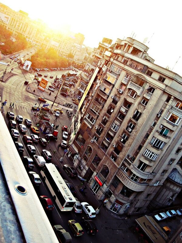 City Street Intersection — Yellow, Dramatic