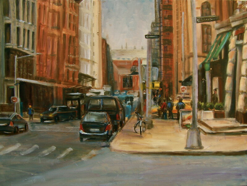 City street scene painting