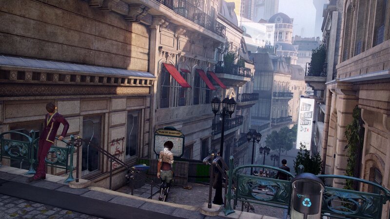 city street scene with characters