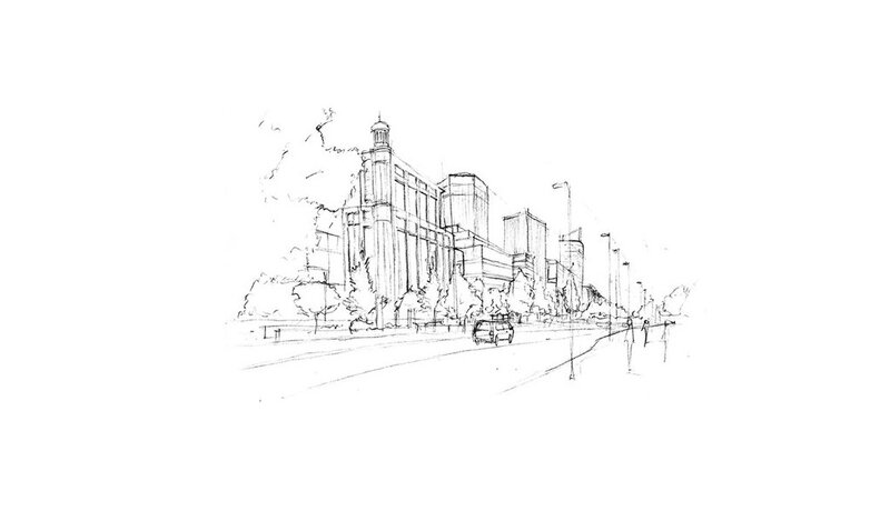 City Street Sketch — Black